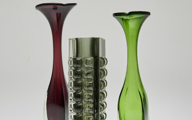 HORST TÜSELMANN. Ichendorfer Glashütte, Aseda Sweden, Three glass vases, Germany, Sweden (3).