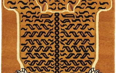 Hand-Knotted Orange Tribal 4X6 Fine Nepali Oriental Rug Foyer Kids Room Carpet