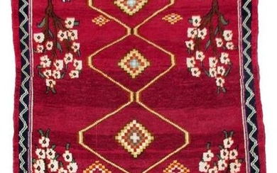 Handmade vintage Persian Gabbeh rug 4.2' x 5.5' (126cm