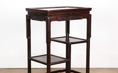 Hardwood lamp table Chinese, 19th Century with a rectangular moulded...