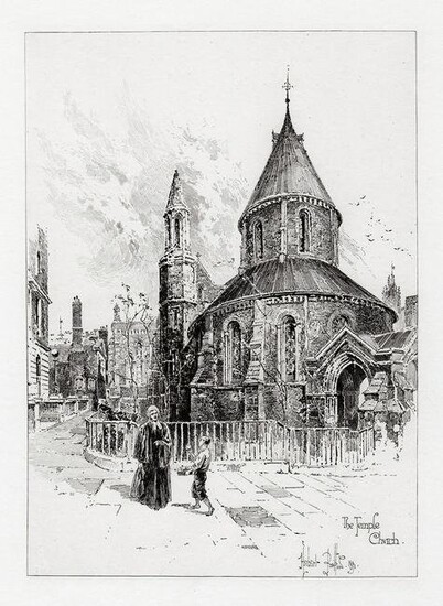 Herbert Railton The Temple Church 1892 etching