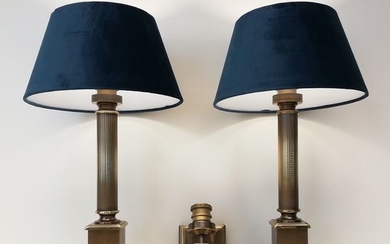 Herda - Pair of Large Gorgeous High-end Neoclassical Column Lamps and wall-lamp - Regency Style