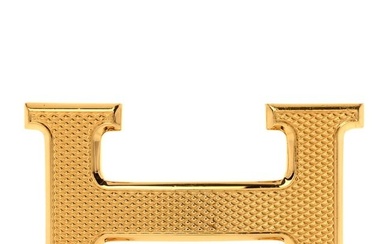 Hermes Guilloche 32mm H Belt Buckle Gold