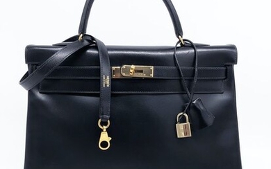 Hermès - Kelly Retourne 35 Box Noir Crossbody bag