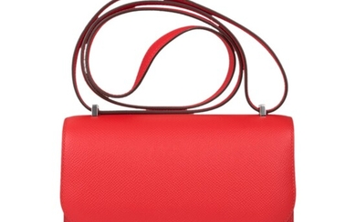 Hermès Rouge de Coeur Constance 18cm of Epsom Leather with Palladium Hardware