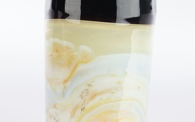 Herzog, Reinhard, vase, verre d'étude, pièce unique, soufflé devant la flamme, forme cylindrique, fondus marbrés...