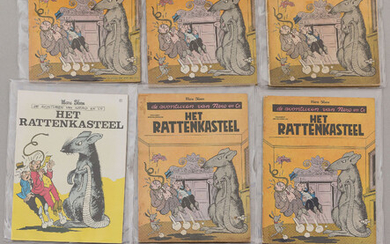 Het Rattenkasteel. Lot van 7 albums. De eerste druk uit 1953 in matige tot goede staat. Zes herdrukken uit de jaren ’50
