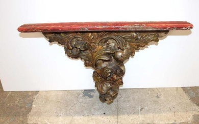 Highly carved and ornate primitive hanging shelf approx. 28" w x 8" d x 17" h
