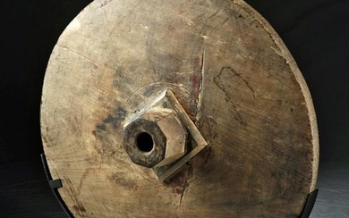 Huge 19th C. Chinese Qing Wooden Cart Wheel