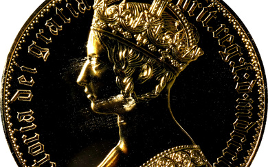 IRELAND. Gilt Copper Nickel Fantasy "Gothic" Crown, "1851". Victoria. PCGS PROOF-70.