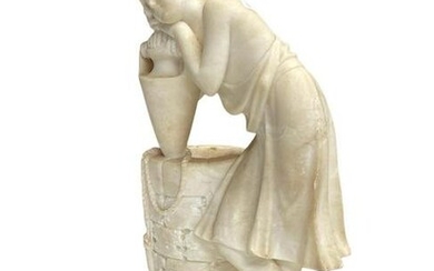 ITALIAN C 19TH ALABASTER GIRL AT THE WELL