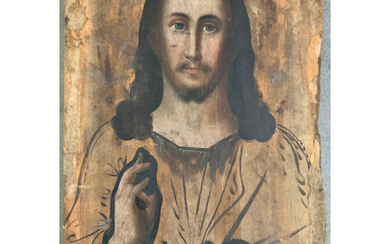 Ignoto "Salvator Mundi" dipinto su tavola (cm 27,5x19,5). In cornice (difetti)