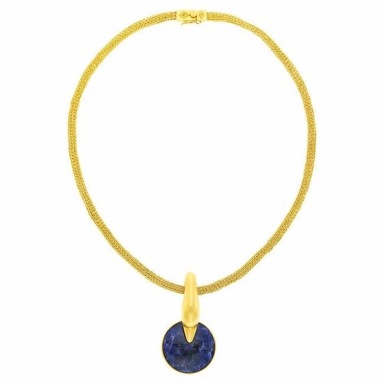 Ilias Lalaounis Gold and Sodalite Pendant with High