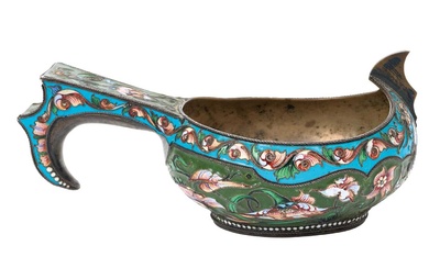 Imperial Russian Silver and cloisonné Kovsch