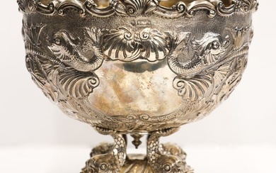 Impressive Martin Hall & Co. Sterling Dolphin Punchbowl