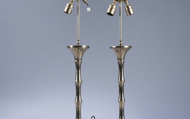 Ingo Maurer. A pair of bamboo-shaped table lamps in chromed aluminum from the 70s (2)