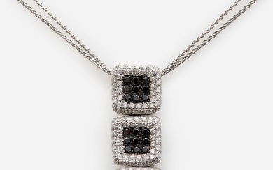 Italian 18k Diamond + Black Diamond Necklace 3+ctw