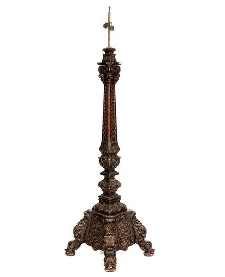 Italian 19th Century Carved Wood Torchiere