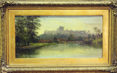 J.B. Allan - Windsor Castle from the River Thames, a pair of late 19th century oils on canvas, both