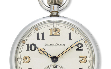 Jaeger-LeCoultre. A nickel plated open face military issue pocket watch,...