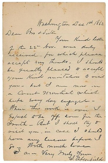 James A. Garfield Autograph Letter Signed