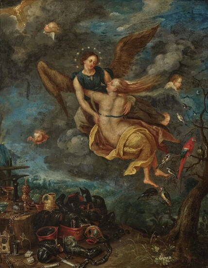 Jan Breughel le Jeune.1601 Anvers - 1678 ibid., Type d'allégorie des éléments Feu et Air...