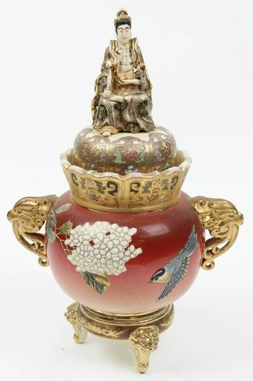Japanese Satsuma Three Part Covered Vase