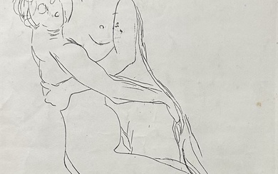 Jeanne BARDEY (1872 - 1954). Couple. Lithographie sur papier, d'après une sculpture de Auguste Rodin,...