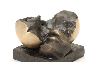 Jens-Flemming Sørensen: Open sphere. Signed JFS 2010. Sculpture in patinated bronze. H. 9 cm.