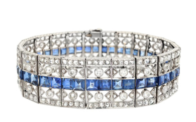 Jewellery Bracelet BRACELET, platinum, antique- and rose cut diamonds, sapphir...