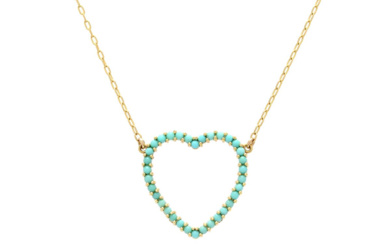Jewellery Necklace NECKLACE, 18K gold, turquoises, heart, length 43 c...