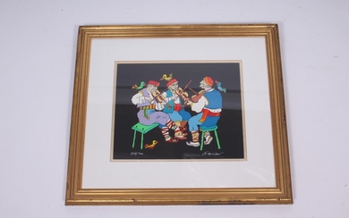 Jovan Obican Lithograph Signed And Numbered "Fiddlers Three"