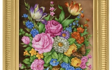 KPM Hand-Painted Porcelain Floral Plaque