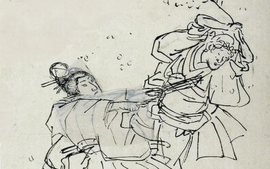 KUNIYOSHI, Utagawa: The attack - scene from a kabuki