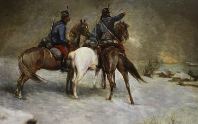 Károly Wolff (Roemeens/Hongaars, 1869-1898), Soldaten in sneeuw