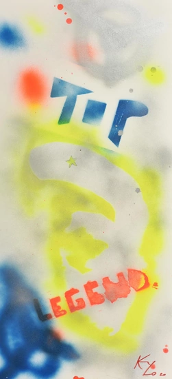 Keylo TOP LEGEND vernice spray su carta, cm 75x34,5 firma e data sul retro:...