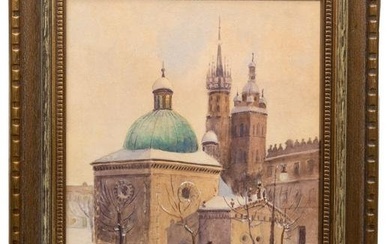L. Szizcroinski (Polish, 18th / 19th Century) "St. Wojciech" Watercolor and Gouache