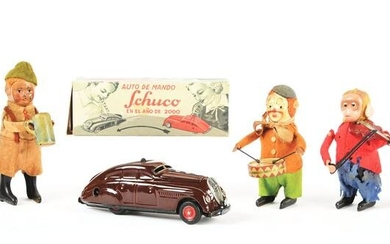 LOT OF 6: SCHUCO CAR AND FIGURES.