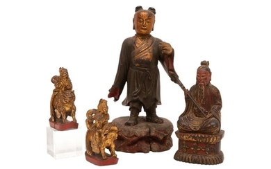 LOT OF WOODEN SCULPTURES OF TAOIST CHARACTERS