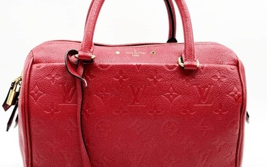 LOUIS VUITTON Speedy Bandouliere 25 Monogram Empreinte Handbag Boston Bag Red Leather Ladies M44145