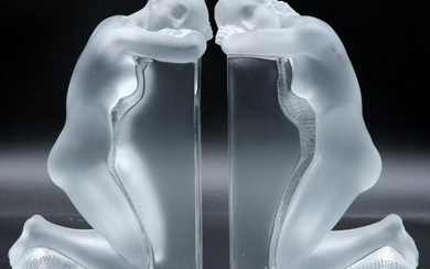Lalique "Reverie" Crystal Bookends