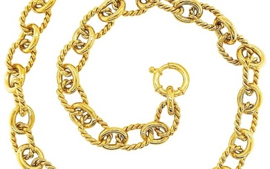 Large Link Chain Necklace 14 Karat Gold and Polished Oval Links-Chain