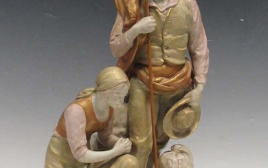 Large Royal Dux harvest couple figurine, no 13202 Royal Dux mark to base, circa 1920 49cm high