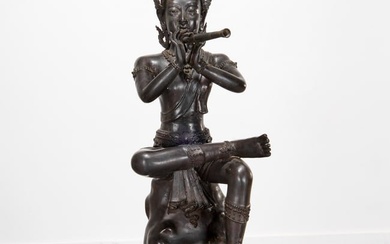 Large Thai bronze seated figure of Phra Aphai Mani