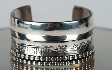 Larry PachecoKewa Heavy Southwestern Etched Sterling Silver Cuff Bracelet