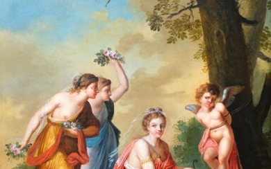 Le mauvais cupidon Empire, vers 1790/1810 Huile sur toile 108 x 76 cm (avec cadre...
