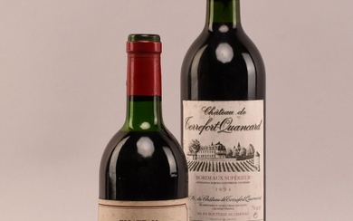 Lot de vins divers : deux bouteilles Château Bertineau 1985. Lalande-de-Pomerol. MC. 1 bout. B.N....