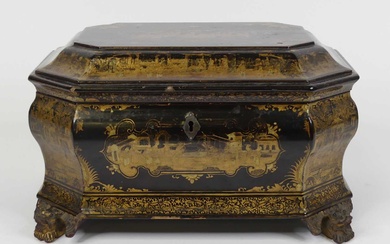 Lot details A 19th century Chinese gilt and black lacquer...