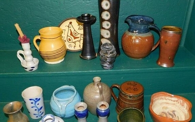 Lot of Pottery Pitchers, Vases, & Candlesticks