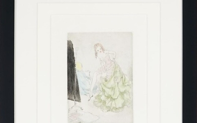 Louis Icart (1888-1950) - Getting Dressed 18.5 x 13.5 cm (frame: 41 x 46 x 2 cm)